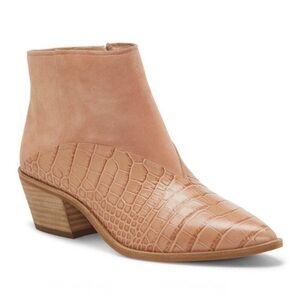 Louise et Cie Croc-Embossed Tan Ankle Booties